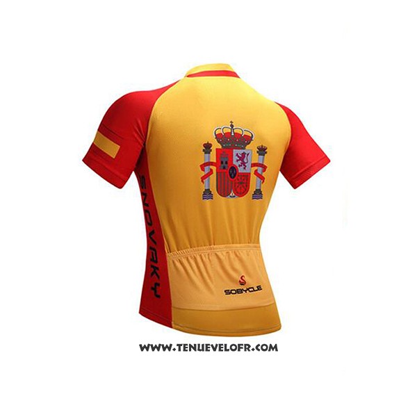 2017 Maillot Ciclismo Espagne Rouge et Jaune Manches Courtes et Cuissard